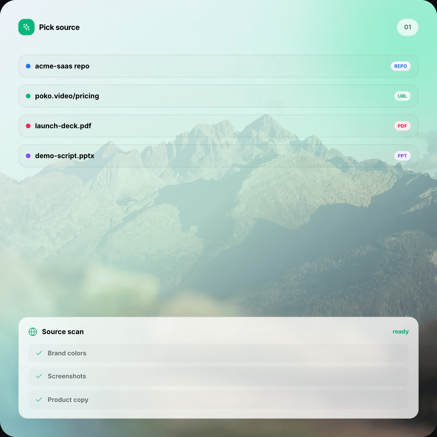 Source To Video source picker mockup