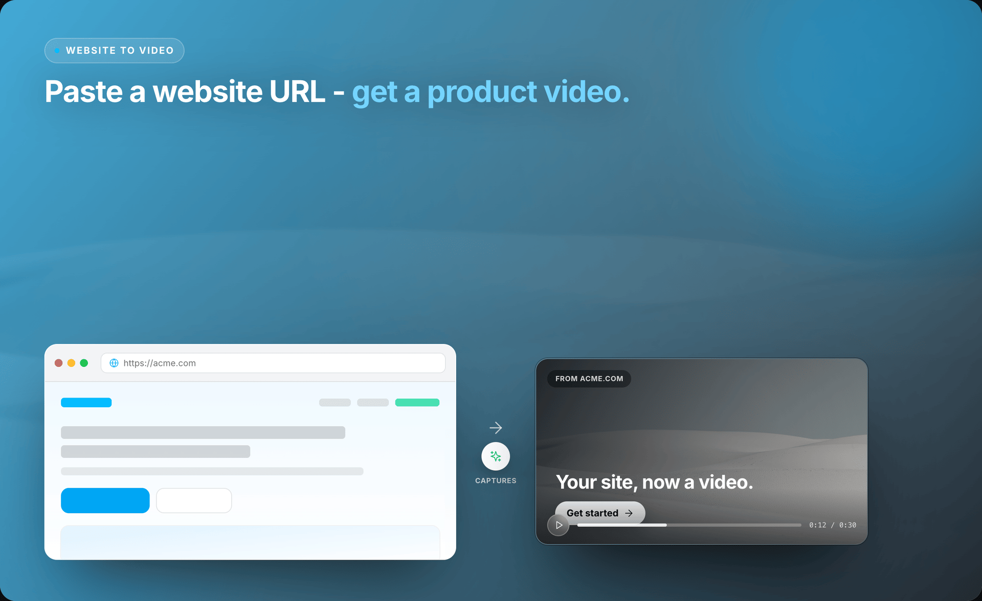 Paste a URL. Get a product storyboard. — STV product mockup